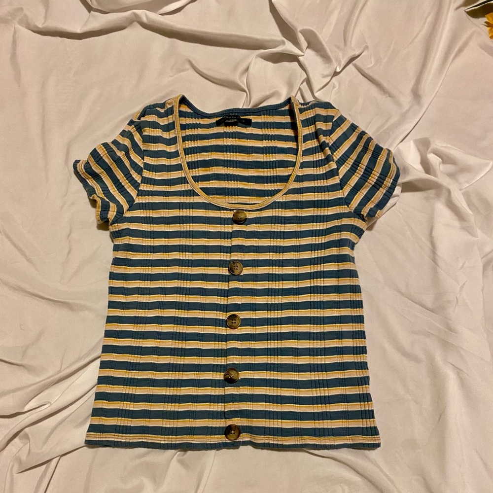 Striped American Eagle Top with Button Detail